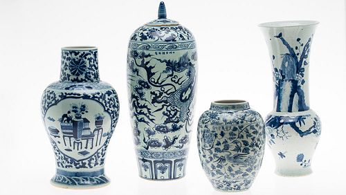 4556250: 4 Chinese Underglaze Blue Porcelain Vessels, Modern KL5CC