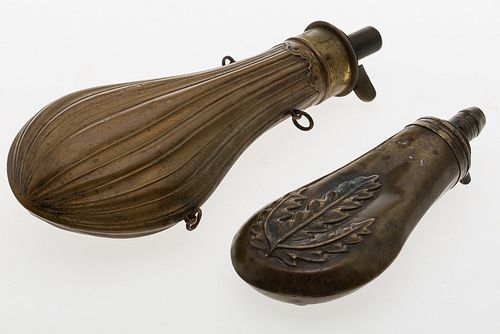 4419858: Two Copper And Brass Powder Flasks, 19th Century H7KBJ