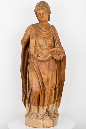 4419868: Flemish Carved Oak Virgin Annunciate, 16th Century H7KBL