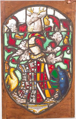 4419884: English Armorial Stained Glass Panel, After Fawsley
 Hall, 20th Century H7KBF