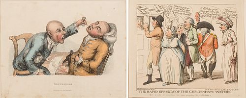 4419900: Group of 2 English Satirical Caricature Etchings, 19th Century H7KBO