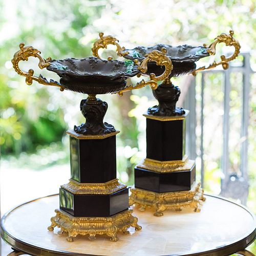 4368473: Pair of Louis Philippe Gilt and Patinated Bronze
 Compotes, 19th Century C8GAJ
