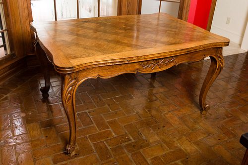 4368492: Louis XV Provincial Style Oak Parquetry Draw Leaf Table, 20th C C8GAJ