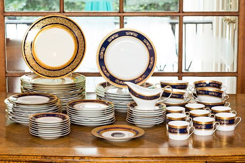 4368494: Group of Limoges Cobalt Blue and Gilt Rim China and Others C8GAF