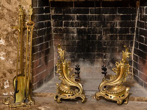 4368559: Pair of French Louis XV Style Brass Andirons and Similar Fire Tools
C8GAJ