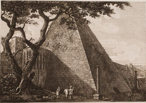 4419912: Luigi Rossini (1790-1857), Veduta della Piramide
 di C. Castio, Roma 1822, Etching T8KBO