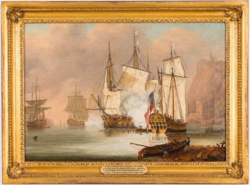 4419923: Thomas Yates (British, c. 1760-1796), Squadron
 of a Men-of-War Lying Off Gibraltar Bay, O/C T8KBL