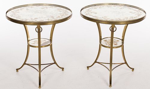 4419944: Pair of Verre Eglomise and Brass Gueridons, Attributed
 to Maison Jansen, 20th Century T8KBJ