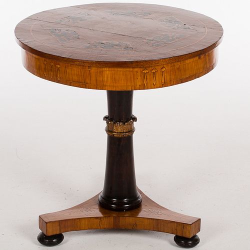 4419948: Continental Neoclassical Inlaid Mahogany Center Table, Circa 1830 T8KBJ