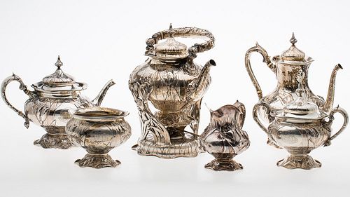 4419954: Black, Starr & Frost Sterling Silver Repousse 6
 Piece Tea and Coffee Service T8KBQ