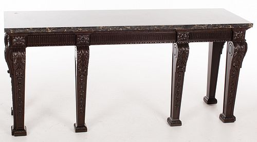 4419968: George II Style Mahogany Marble Top Console Table, 20th Century T8KBJ
