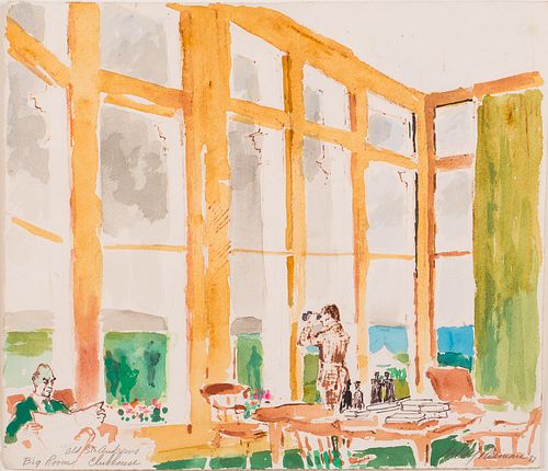 4419970: Leroy Neiman (New York, 1921-2012), Big Room Old
 St. Andrews Club House, Watercolor on Paper T8KBL