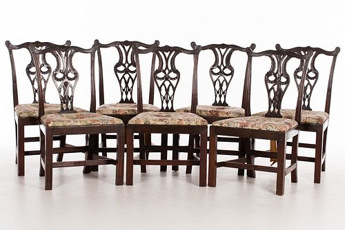 4419975: 7 Chippendale Style Mahogany Side Chairs, 19th Century T8KBJ