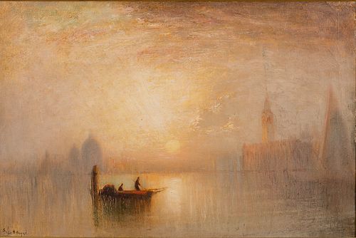 4419984: George Henry Bogert (1864-1944), Sunset in Venice, Oil on Canvas T8KBL