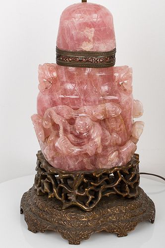 4419986: Chinese Pink Quartz Urn, Now Mounted as a Lamp T8KBC