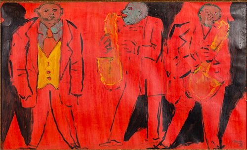 4420002: Fikret Mualla (French/Turkish, 1903-1967), Musicians,
 Gouache on Paper T8KBL