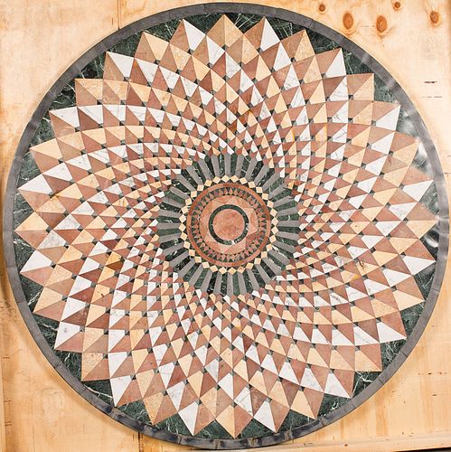 4420017: Pietra Dura Hardstone Circular Table Top, Modern T8KBJ