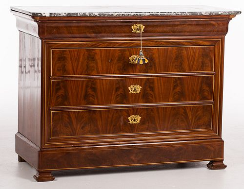 4420031: Louis Philippe Mahogany Four Drawer Chest with
 Marble Top, 19th Century T8KBJ