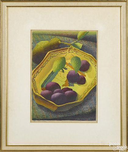 Luigi Rist (American 1888-1959), woodcut, titled Fruit Dish, 13 3/4'' x 10''