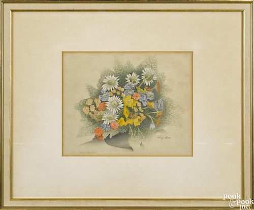 Luigi Rist (American 1888-1959), woodcut, titled Field Flowers, 9 1/2'' x 12''