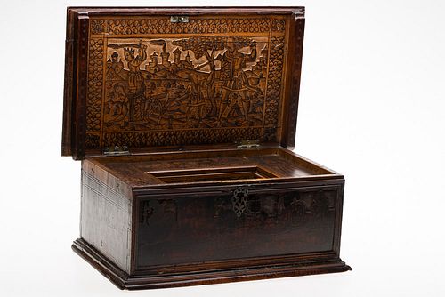 4420073: Italian Walnut Penwork Wedding Box, 18th/19th Century T8KBJ