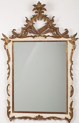 4420077: Italian White Painted and Gilt Mirror, 19th Century T8KBJ