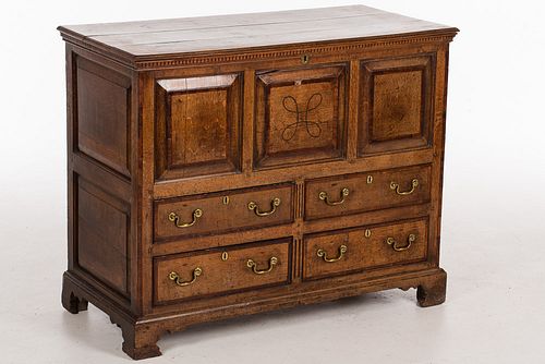 4420082: English Inlaid Oak Tall Blanket Chest with 4 Drawers,
 18th/19th Century T8KBJ