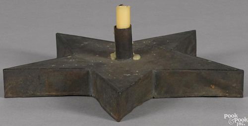 Rare star of Bethlehem tin candleholder, 19th c., 12 1/2'' w.