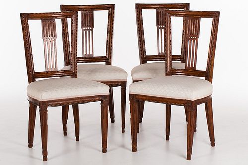 4420095: 4 Italian Elm Side Chairs, 19th Century T8KBJ