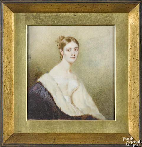 American miniature watercolor on ivory portrait, inscribed Catharine L. Cogswell 1836