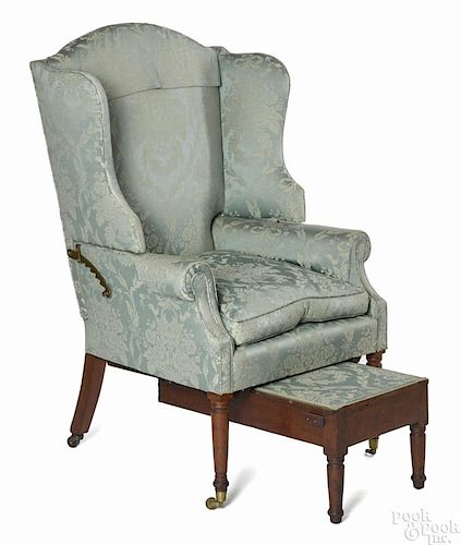 Rare Sheraton cherry mechanical easy chair, ca. 1815, with an adjustable back