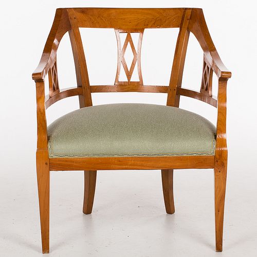 4420113: Biedermeier Fruitwood Open Armchair, 19th Century T8KBJ
