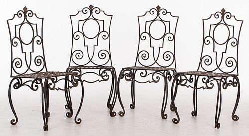 4420121: 4 Wrought Iron Side Chairs, 20th Century T8KBJ