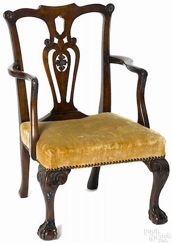 George III carved mahogany child's armchair, ca. 1770, 25'' h.