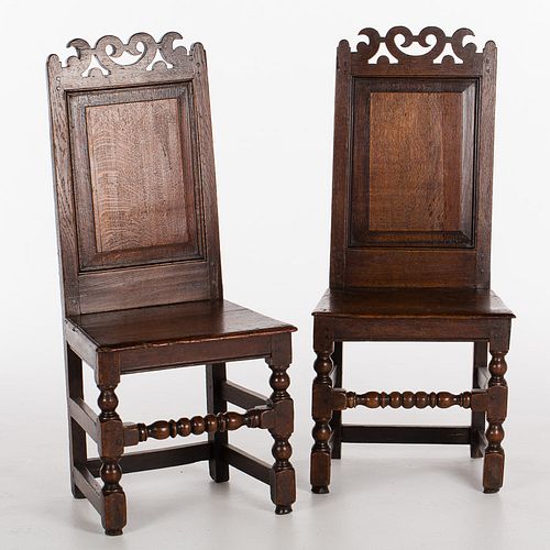 4420133: Two English Plank Seat Side Chairs, 18th Century T8KBJ