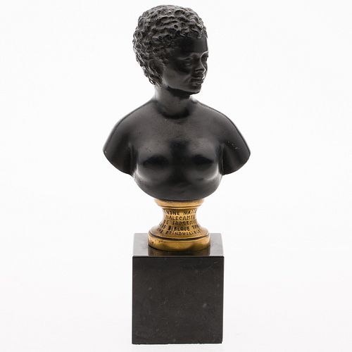4420138: Bronze Bust of a Woman on a Marble Base T8KBL