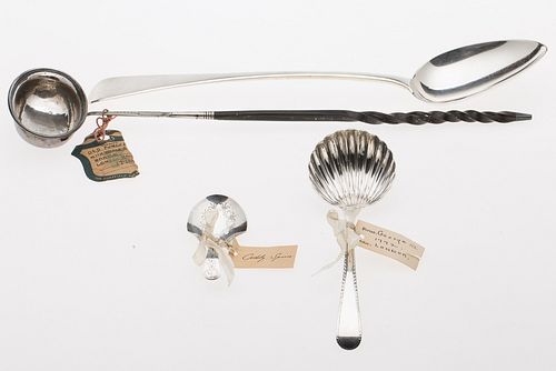 4420145: 4 English Silver Spoons, Including a Georgian Stuffing
 Spoon by William Bell, London 1818 T8KBQ