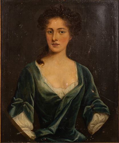 4420154: European School, Portrait of a Young Woman in a
 Blue Dress, 19th Century T8KBL