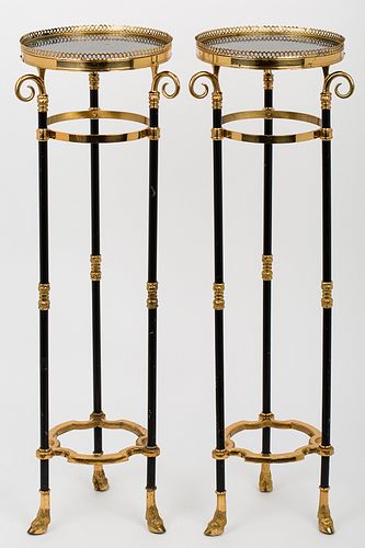 4420163: Pair of Gilt Metal and Marble Plant Stands, 20th Century T8KBJ