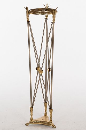4420193: French Neoclassical Style Steel and Brass Pedestal, 20th Century T8KBJ