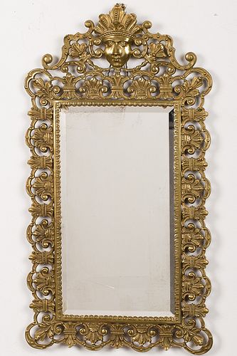 4420199: Renaissance Revival Style Brass Mirror T8KBJ