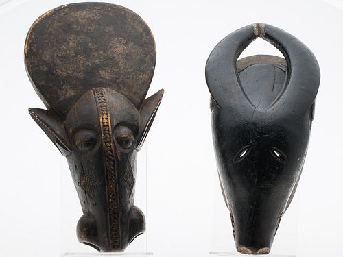 4436330: 2 African Carved Wood Masks T8KBA