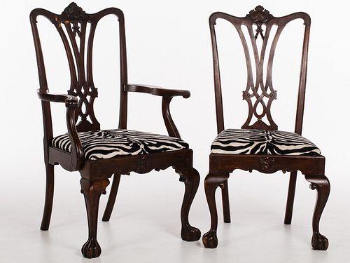 4436335: Two Chippendale Style Mahogany Chairs, 20th Century T8KBJ
