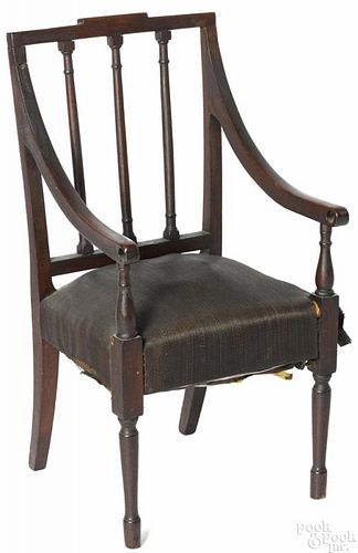 Georgian mahogany child's chair, late 18th c., 23 1/2'' h. An early handwritten note on underside