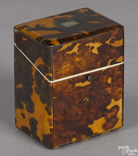 Regency tortoiseshell sewing box, early 19th c., 4'' h., 3'' w.