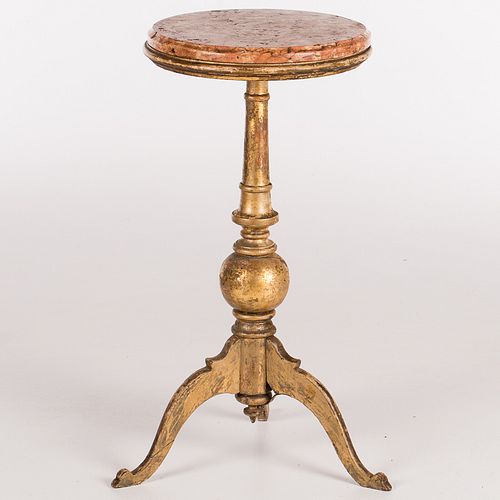 4436377: Italian Giltwood Marble Top Pedestal Table, 19th Century T8KBJ