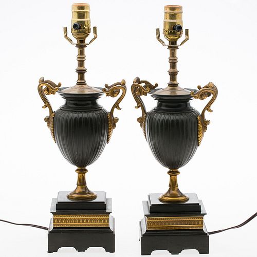 4436380: Pair of Neoclassical Style Bronze and Gilt Bronze Lamps, 19th Century T8KBJ