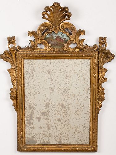 4437191: Italian Rococo Giltwood and Eglomise Mirror, 18th century T8KBJ