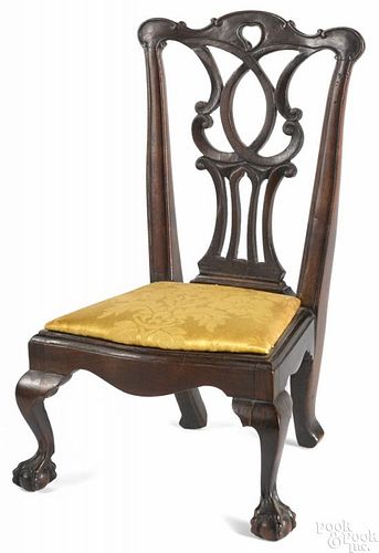 Miniature George III mahogany dining chair, late 18th c., 13 3/4'' h.