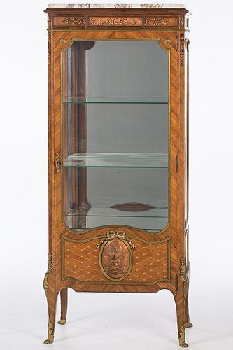 4269337: Louis XV/XVI Transitional Style Kingwood Marble-Top
 Vitrine Cabinet, 19th Century E1REJ